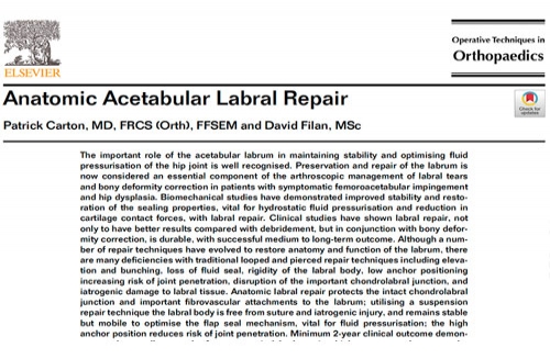 Anatomic Acetabular Labral Repair