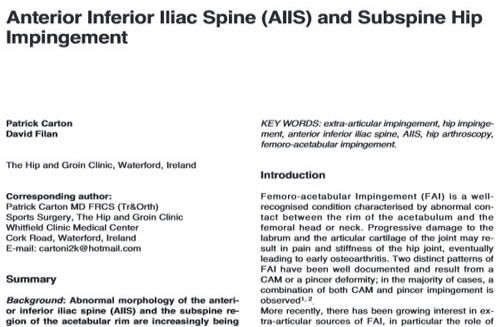 Anterior Inferior Iliac Spine (AIIS) and Subspine Hip Impingement