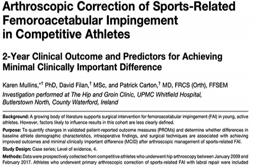 Arthroscopic Correction of Sports-Related Femoroacetabular Impingement in Competitive Athletes