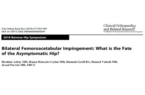 Bilateral Femoroacetabular Impingement: What is the fate of the asymptomatic hip? Clin Orthop Relat Res. 2019;477:983-989 (Azboy et al).