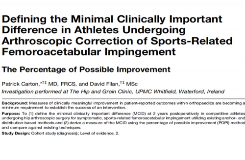 Defining the Minimal Clinically Important Difference in Athletes Undergoing Arthroscopic Correction of Sports-Related Femoroacetabular Impingement