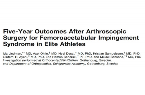 Five-Year Outcomes After Arthroscopic Surgery for Femoroacetabular Impingement Syndrome in Elite Athletes.