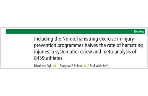 Including the Nordic hamstring exercise in injury prevention programmes halves the rate of hamstring injuries: a systematic review and meta-analysis of 8459 athletes