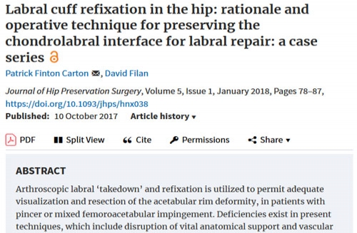 Labral cuff refixation in the hip