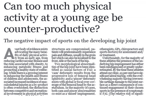 Can too much physical activity at a young age be counter-productive?