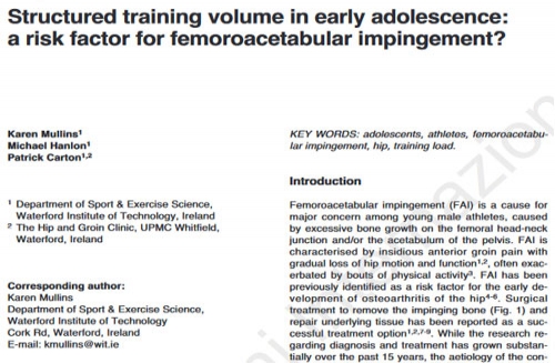 Structured training volume in early adolescence: a risk factor for femoroacetabular impingement?